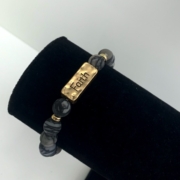 MA47402 - Armband natuursteen - Faith - zwart gemeleerd