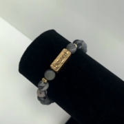 MA47411 - Armband natuursteen - Blessed - zwart gemeleerd