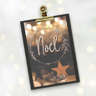 MA41514 - Minikaartje Kerst 'Noël' + klembordje