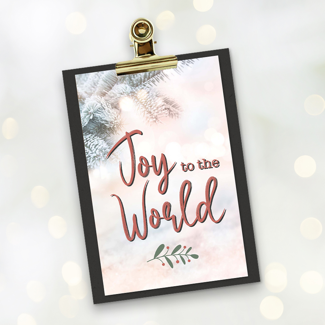 MA41515 - Minikaartje Kerst 'Joy to the world' + klembordje