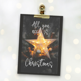 MA41517 - Minikaartje Kerst 'All you need' + klembordje