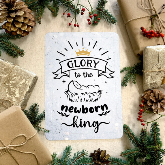 MA27104 - Kerstbord 'Glory to the newborn King' Cadeaubord