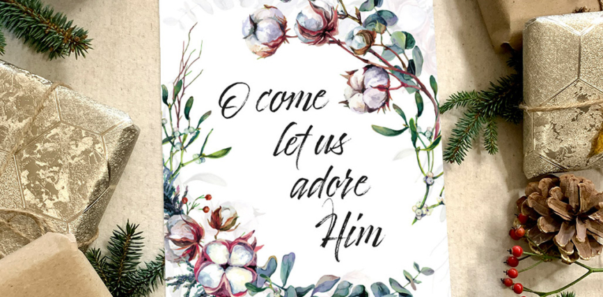 MA27103 - Kerstbord 'Oh come let us adore Him'