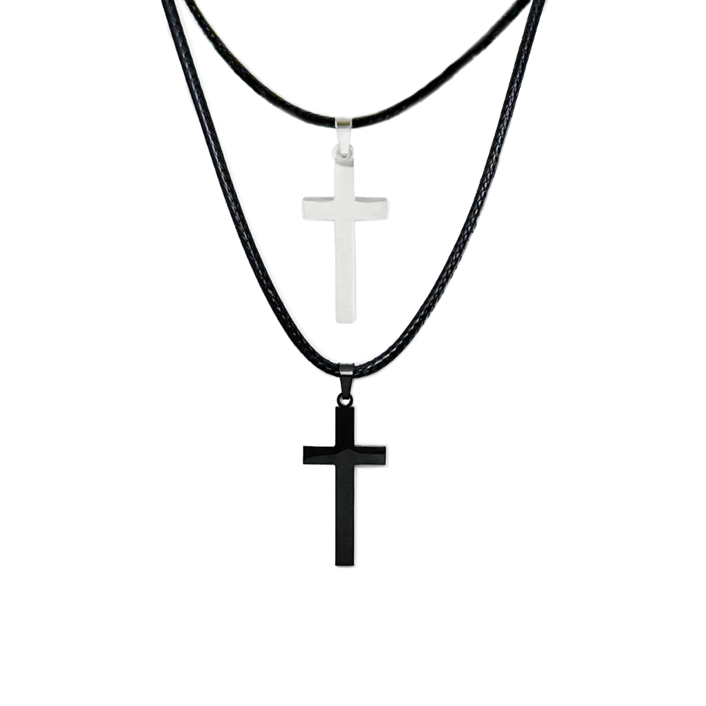 Ketting kruisje - leer