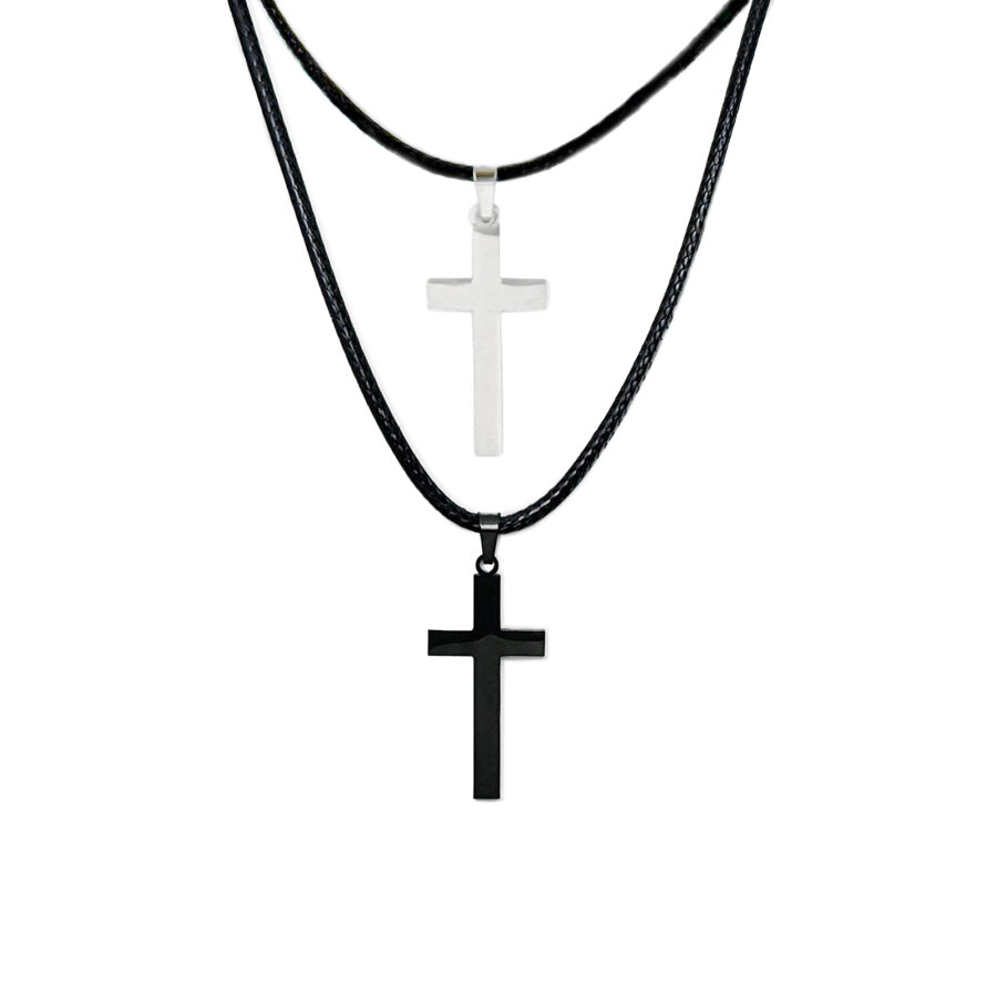 Ketting kruisje - leer