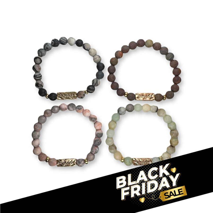 Armband natuursteen - Blessed