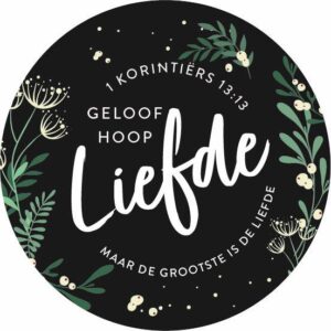 Kerstkaart rond 'Geloof, hoop, liefde'