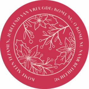 Kerstkaart rond 'Komt allen tezamen'