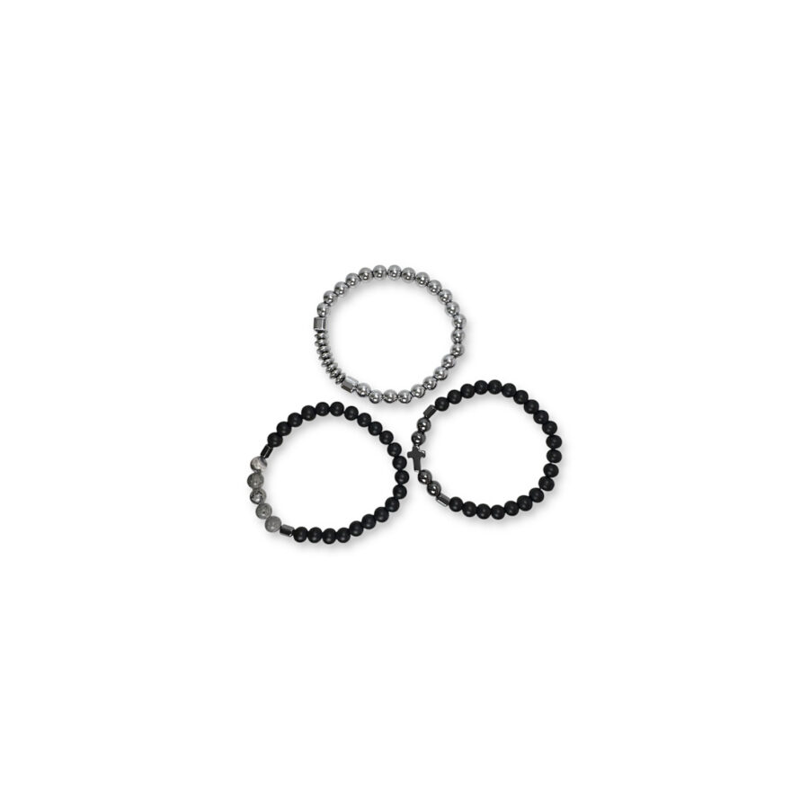 Set armbanden voor heren - kralen/kruisje