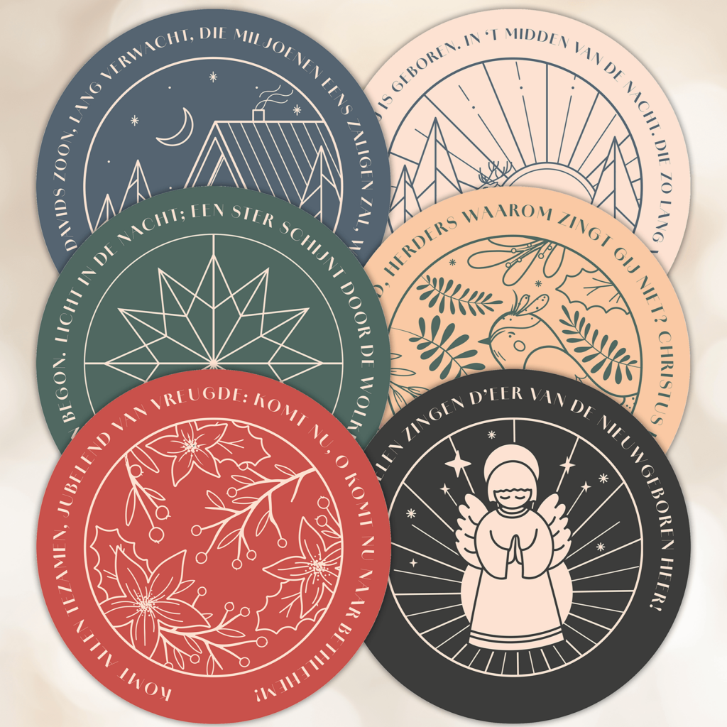 Voordeelpakje 2x6 kerstkaarten rond serie 6