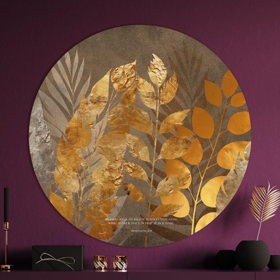 Muurcirkel 'Goudkleurige takken'