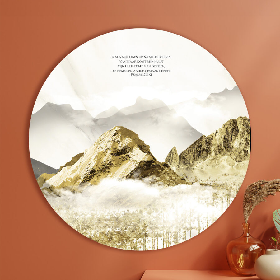 Muurcirkel ' Bergen goudkleurig'