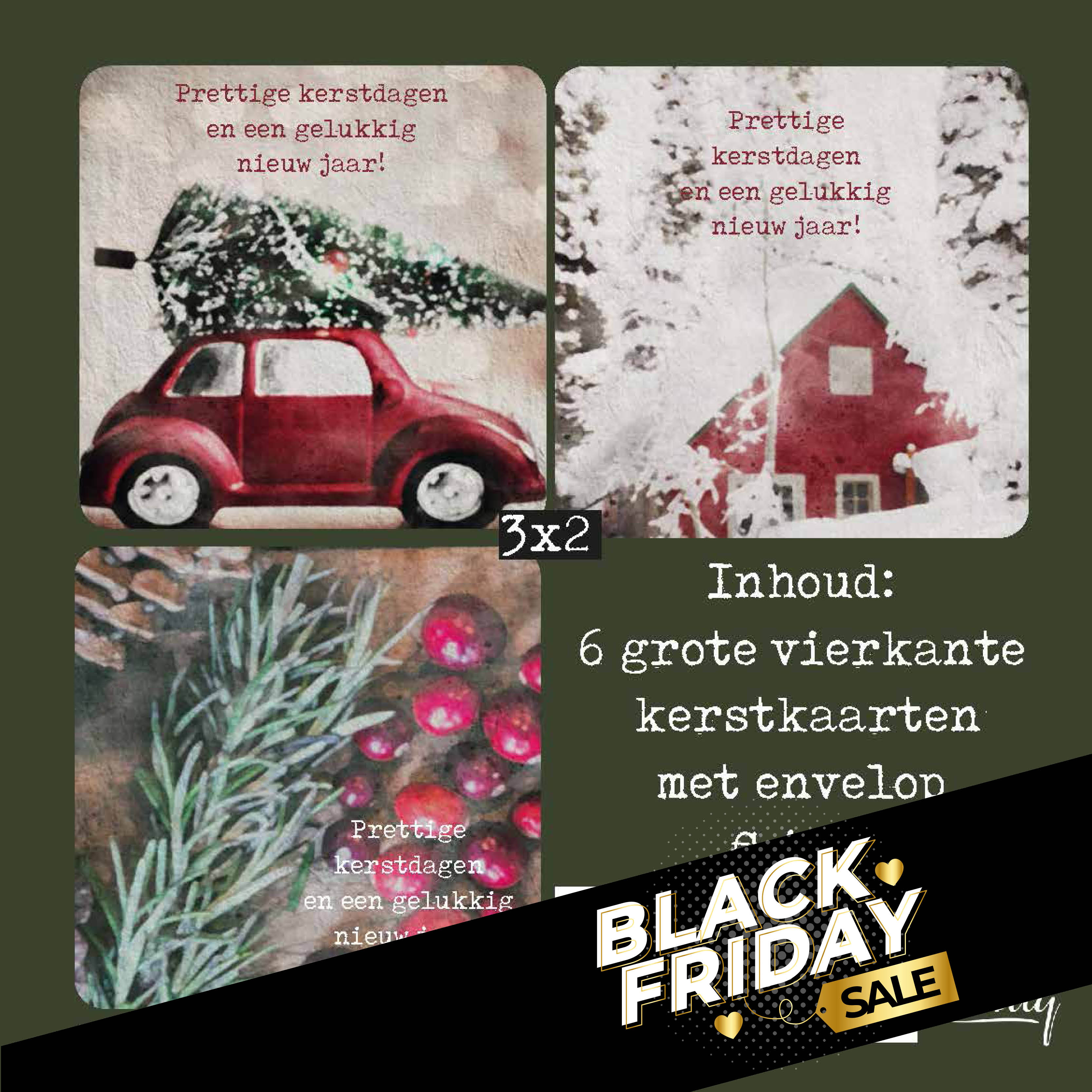 Voordeelpak kerstkaarten rood ‘prettige kerstdagen'