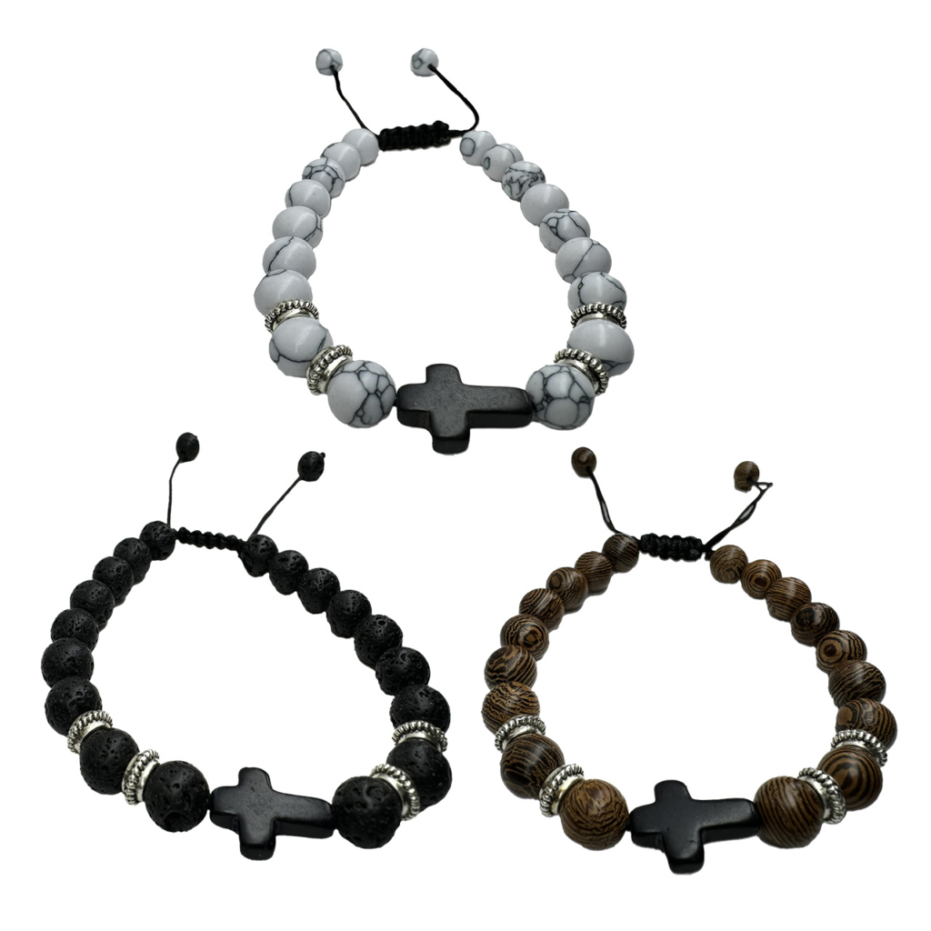 Kralenarmband heren met kruisje