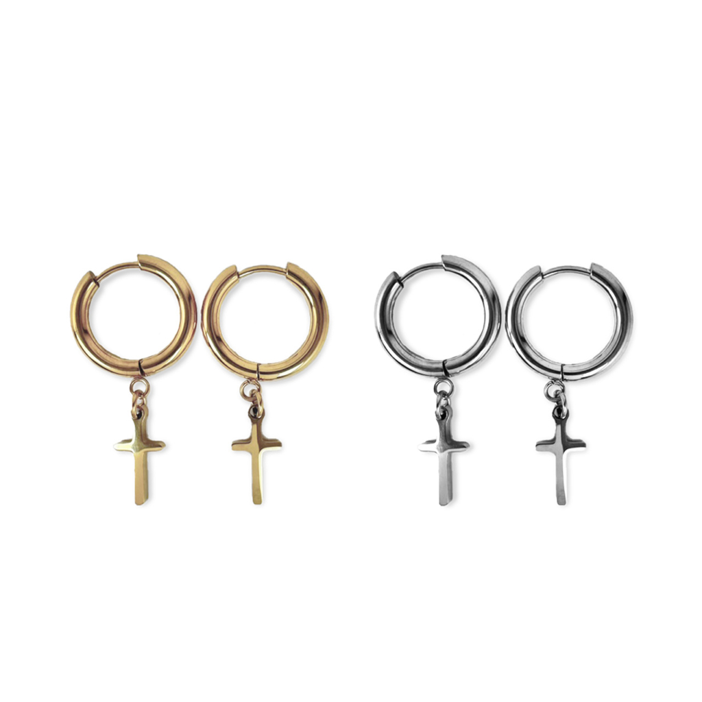 Oorbel - ring kruisje