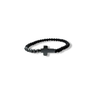 Kralenarmband kruisje zwart