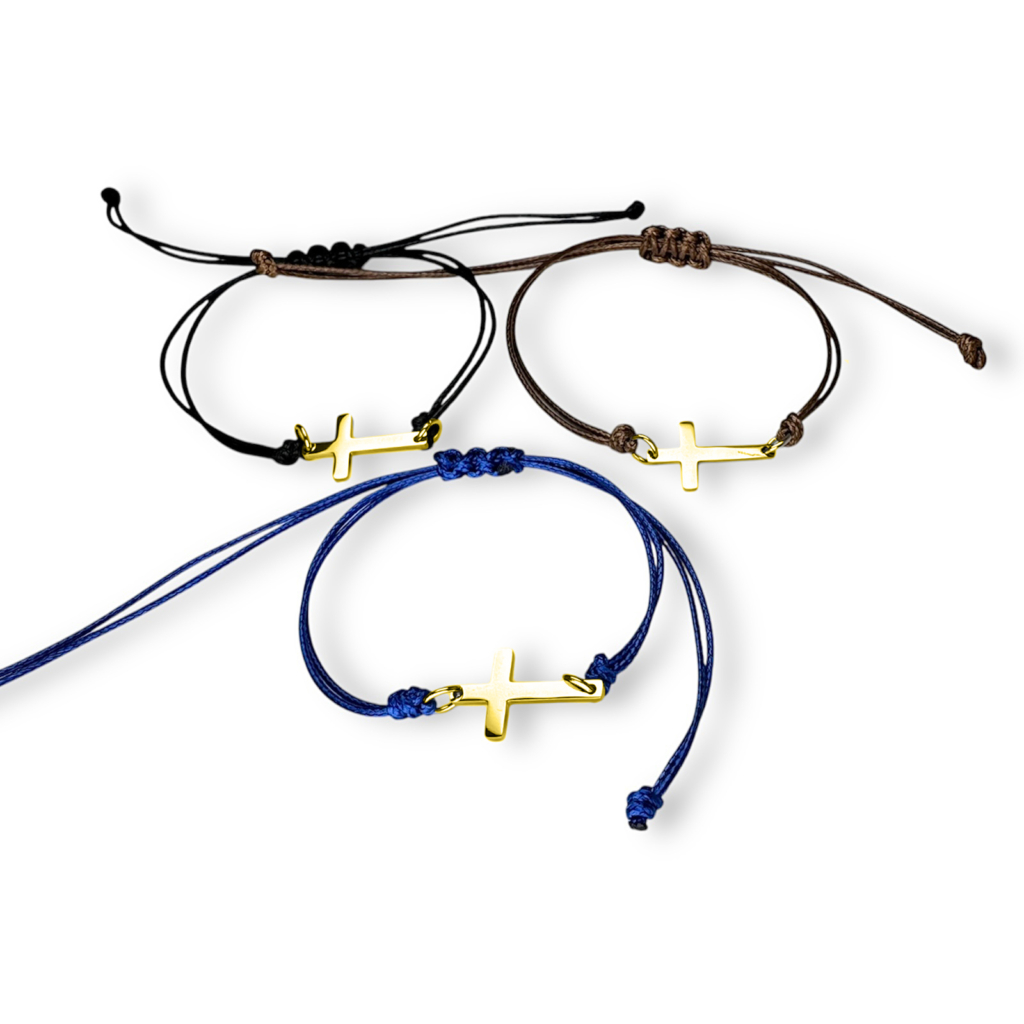 Touwarmband kruisje goud