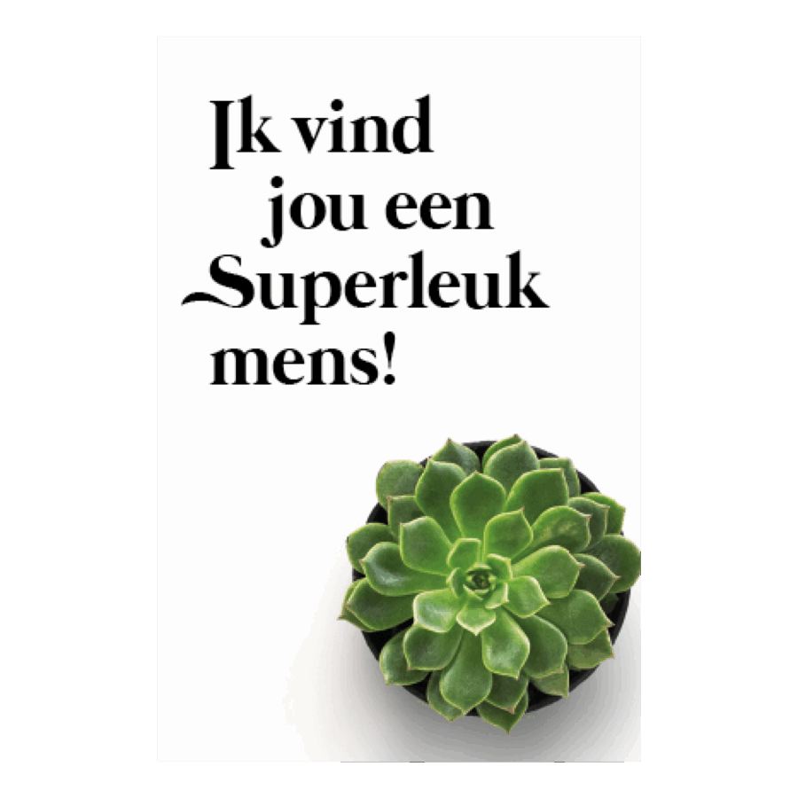 Kaart 'Super leuk mens'