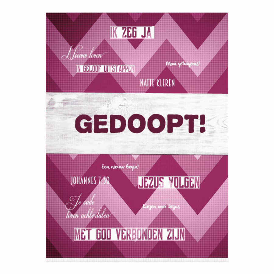 Kaart 'Gedoopt - roze'
