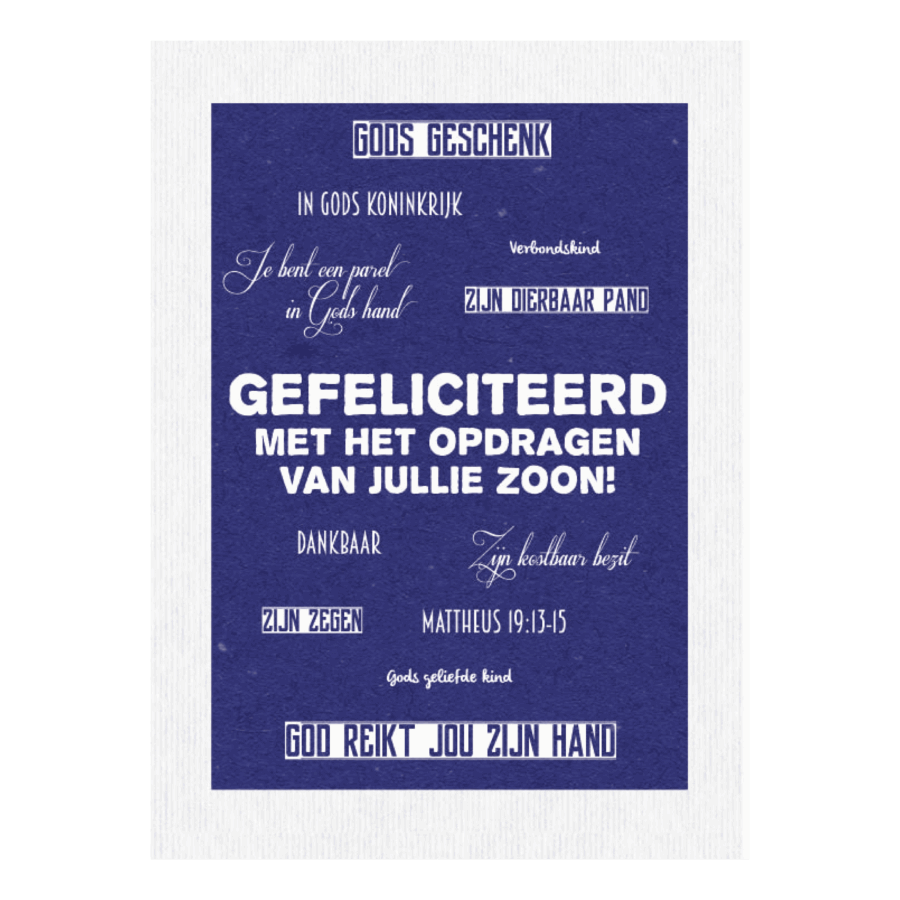 Kaart 'Opdragen zoon - mooie woorden'