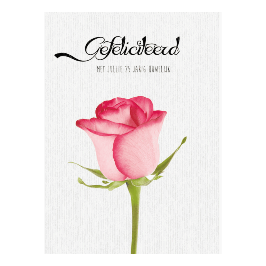 Kaart '25 jarig huwelijk - roos'