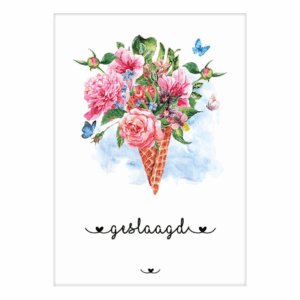 Kaart 'Geslaagd - bloemenhoorntje'