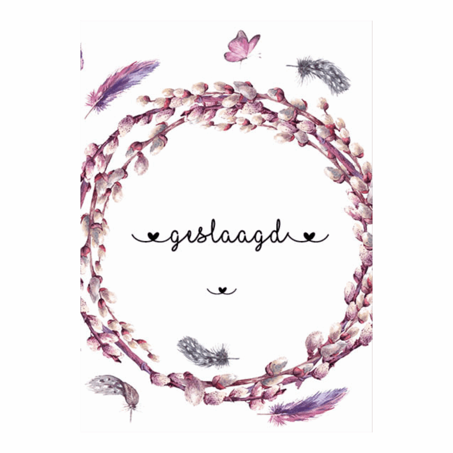 Kaart 'Geslaagd - krans'