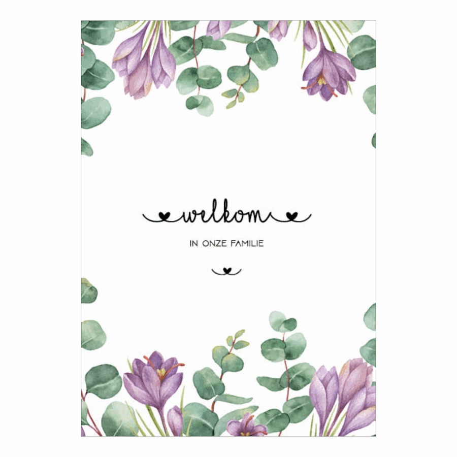 Kaart 'Welkom in onze familie'