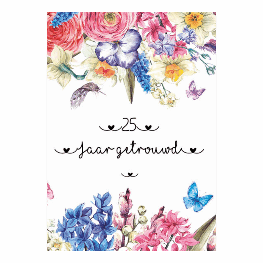 Kaart '25 jaar getrouwd'