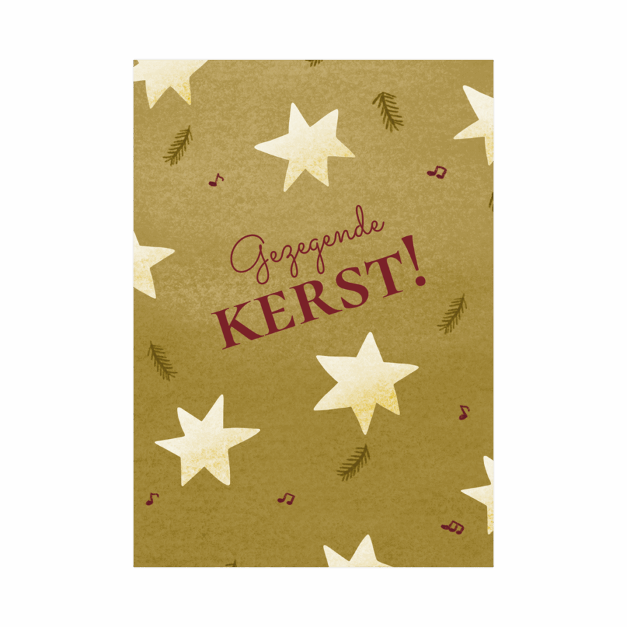 Kerstkaart 'Gezegende kerst - sterren'