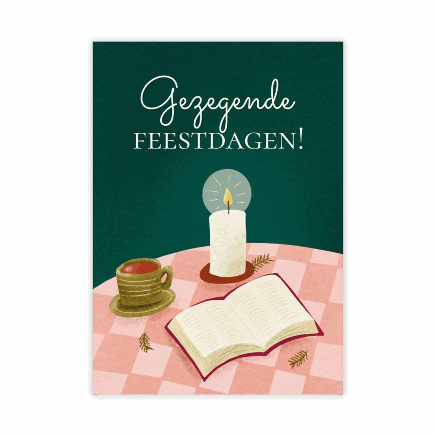 Kerstkaart 'Gezegende feestdagen - tafel'