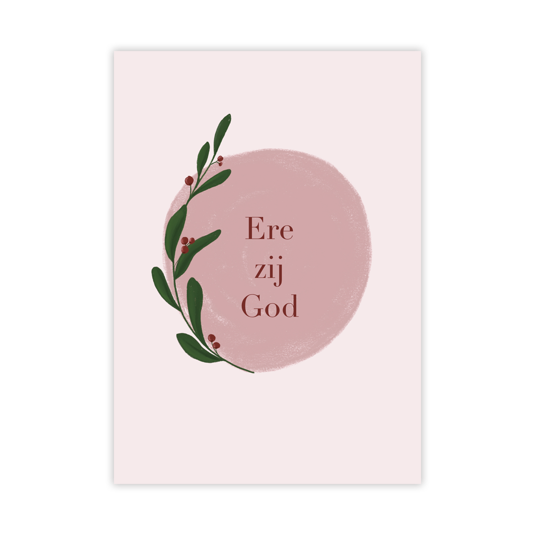 Kerstkaart 'Ere zij God - takje'