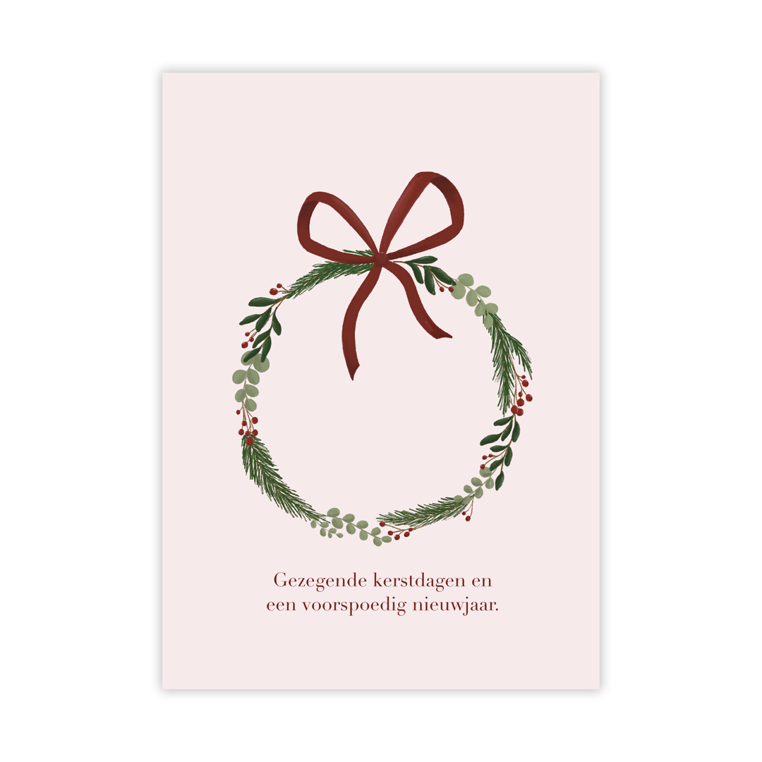 Kerstkaart 'Gezegende kerstdagen - krans'