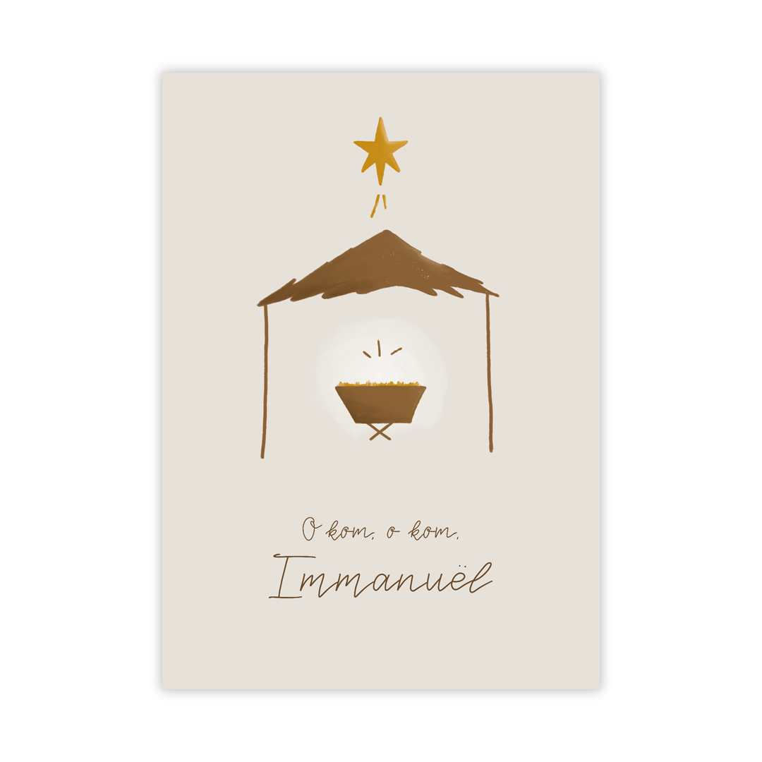 Kerstkaart 'Immanuël - kerststal'