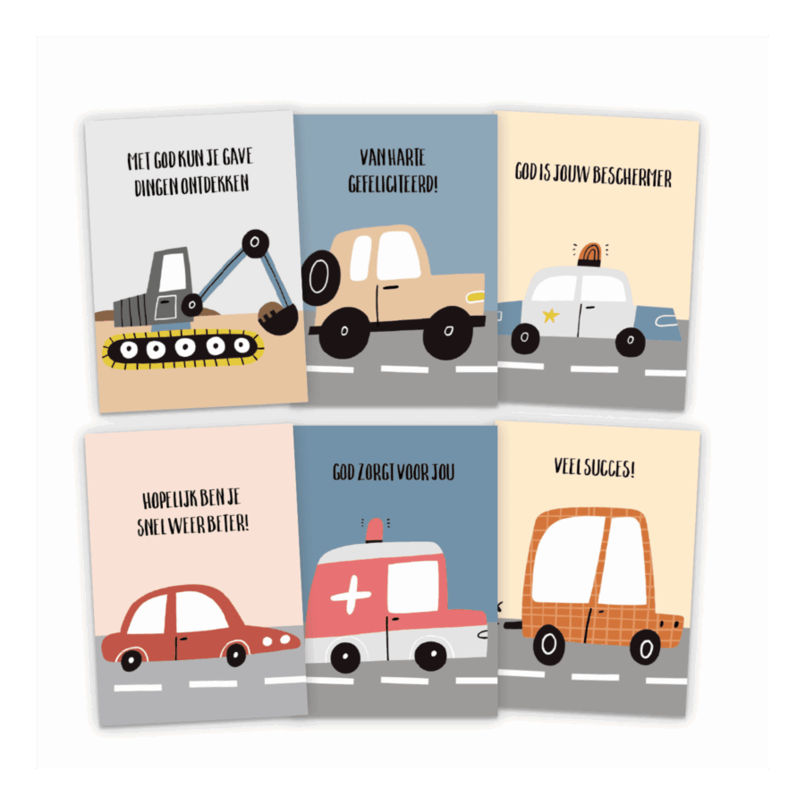 Set kinderkaarten voertuigen 1