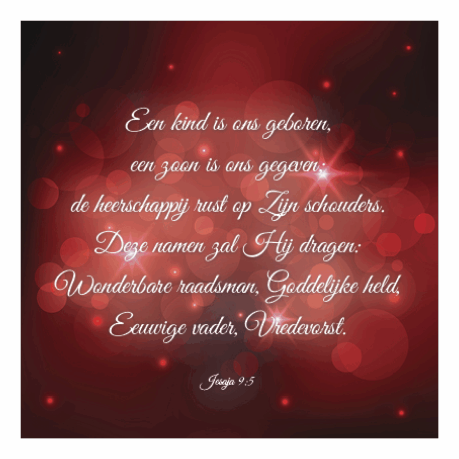 Kerstkaart 'Een kind is ons geboren - rood'