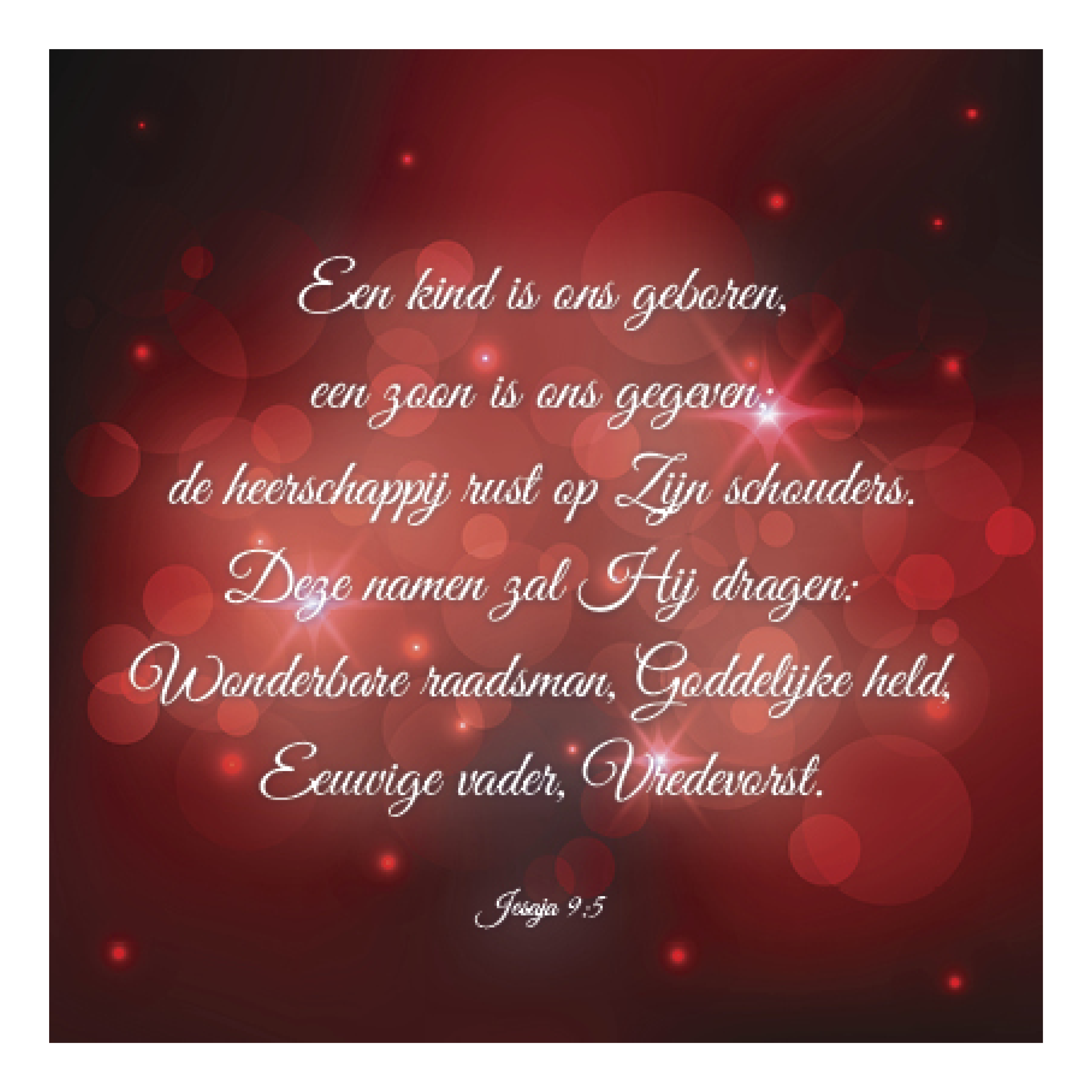 Kerstkaart 'Een kind is ons geboren - rood'