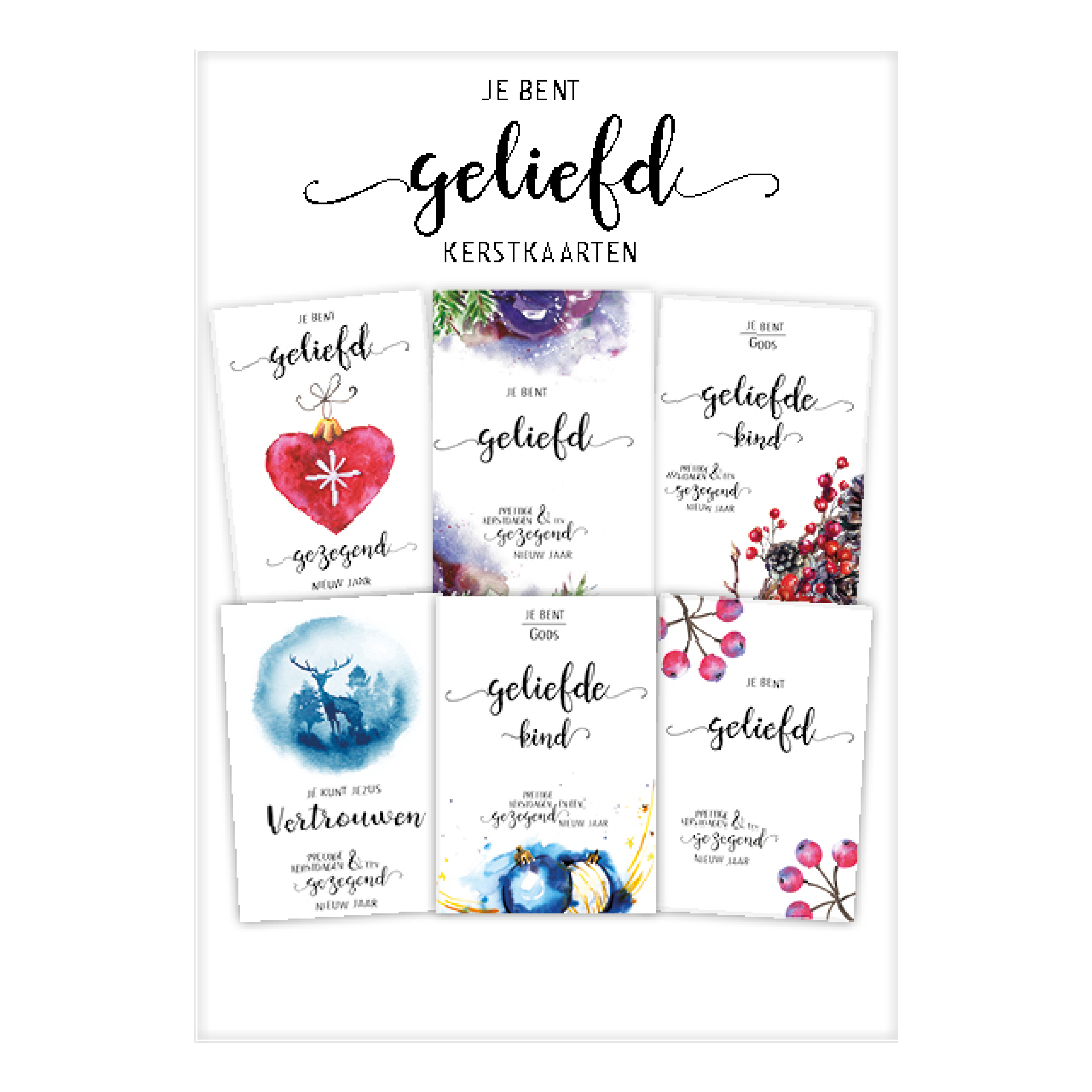 Voordeelpakje kerstkaarten 'Je bent geliefd' - 6 stuks