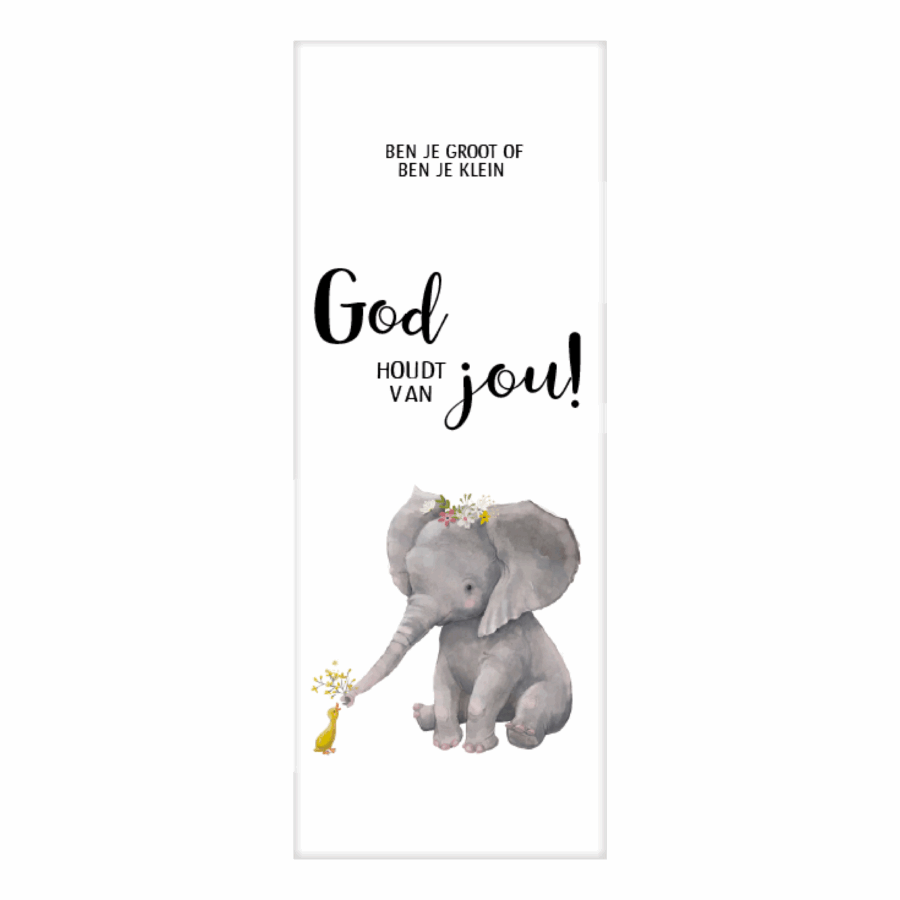 Boekenlegger olifantje God houdt van jou