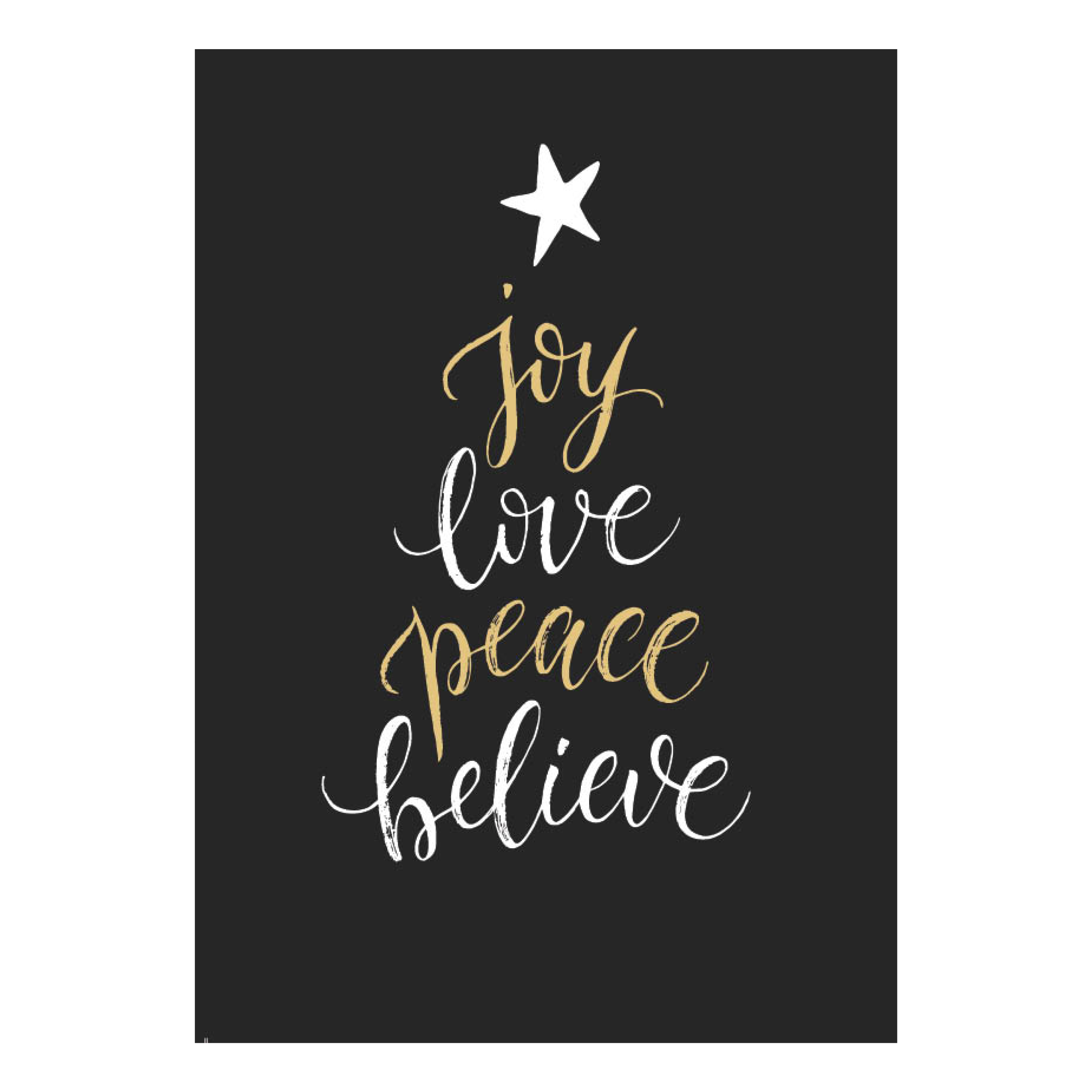 Cadeaubord 'Joy, Love, Peace, Believe'