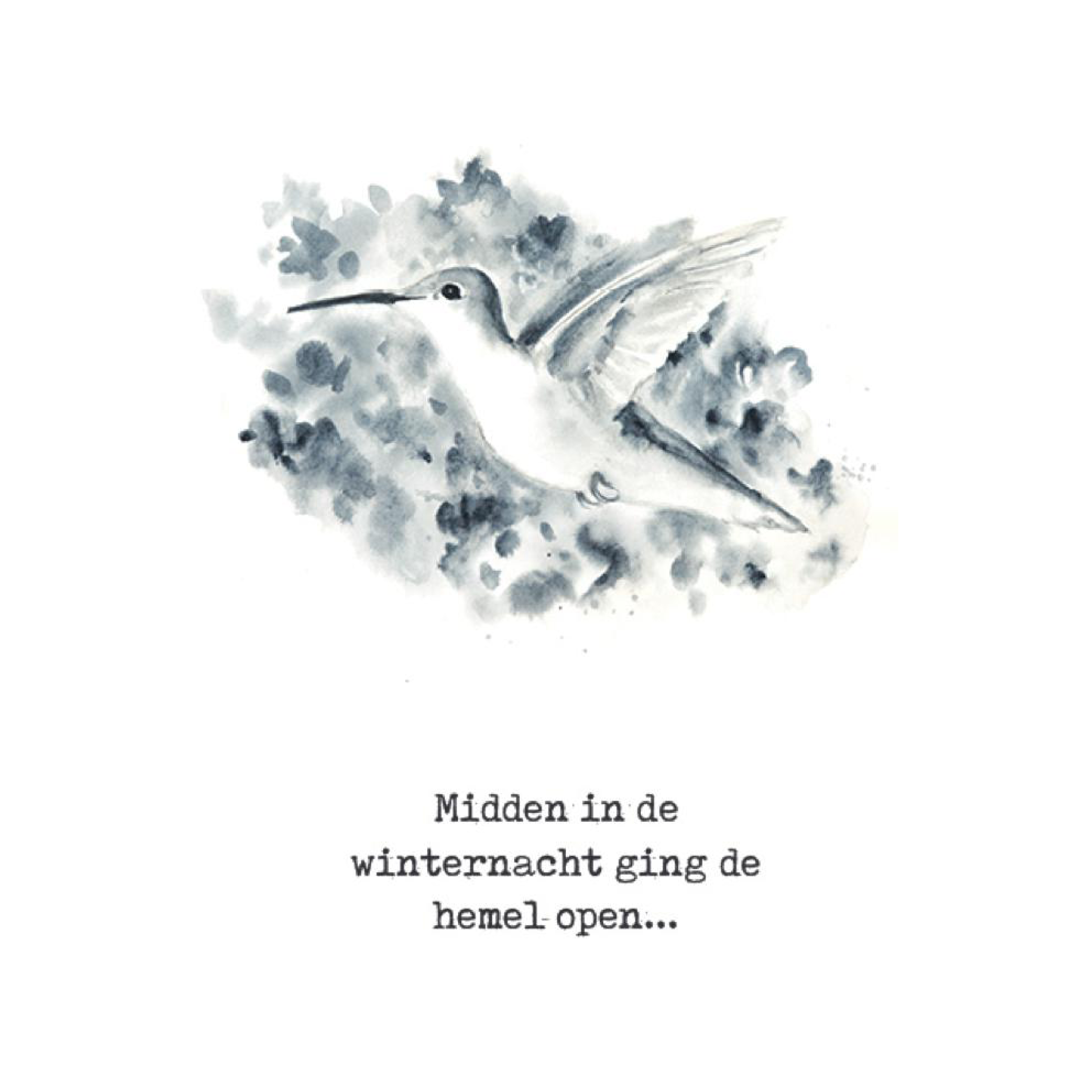 Kerstkaart 'Midden in de winternacht - vogel