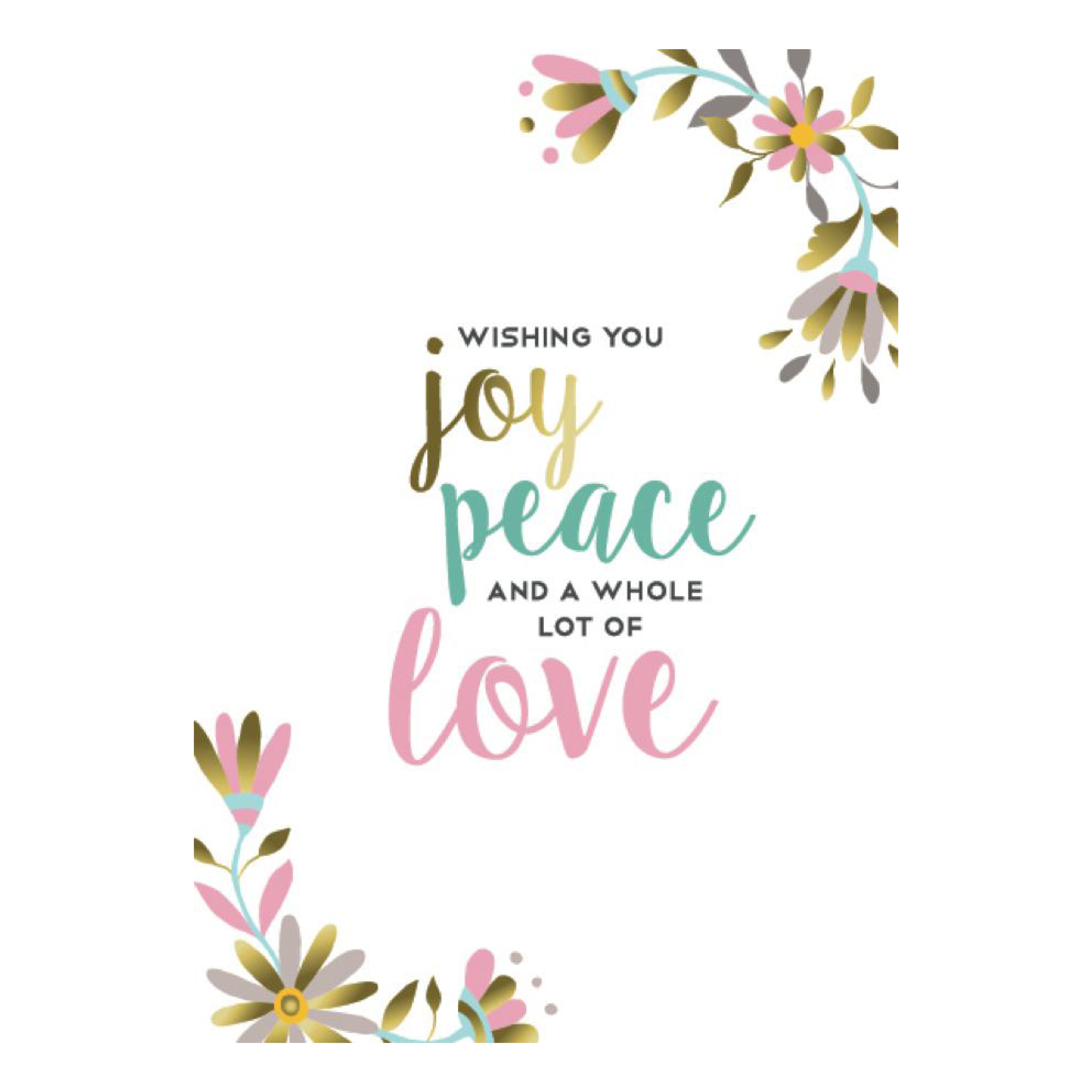 Kerstkaart 'Joy Peace Love - Wit'