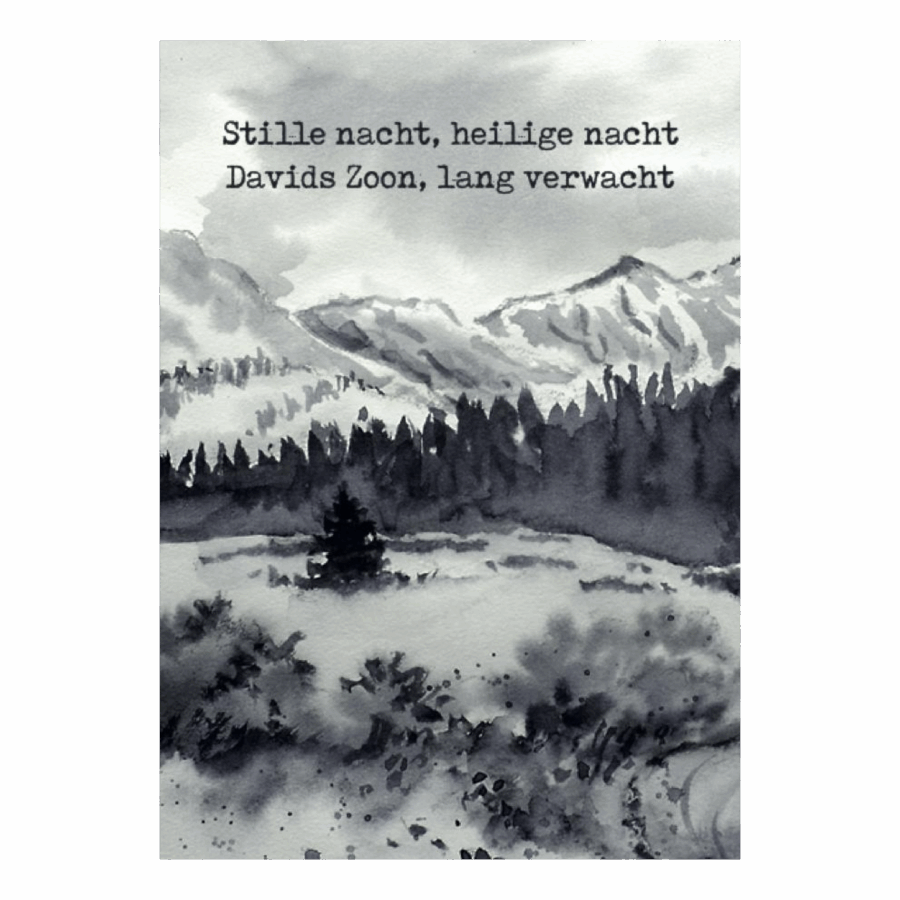 Kerstkaart 'Stille nacht - bergen'