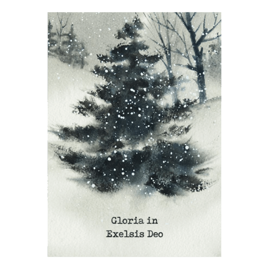 Kerstkaart 'Gloria in exelsis deo - boom'