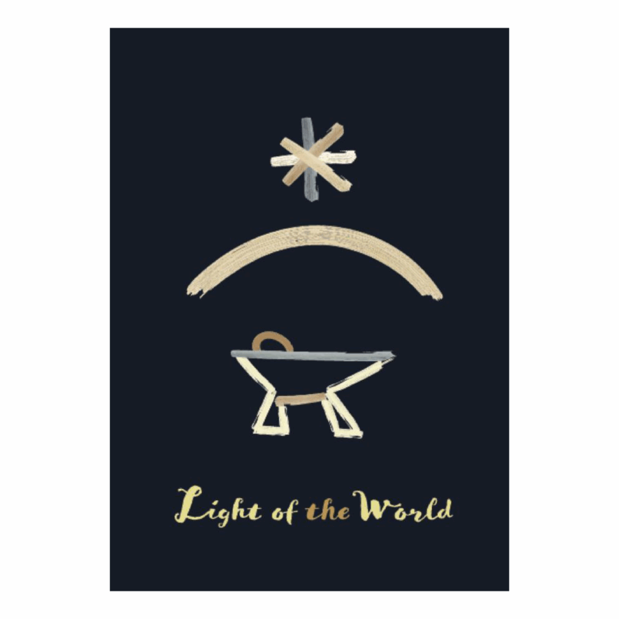 Kerstkaart 'Light of the world - kribbe'