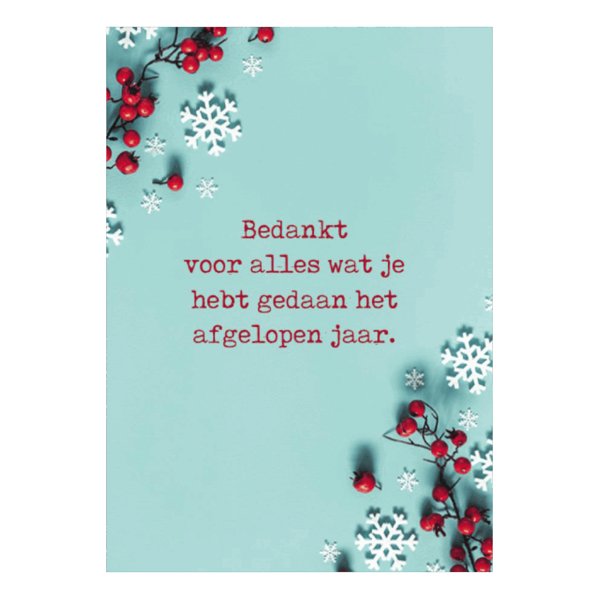 Kerstkaart 'Bedankt - rode bessen'