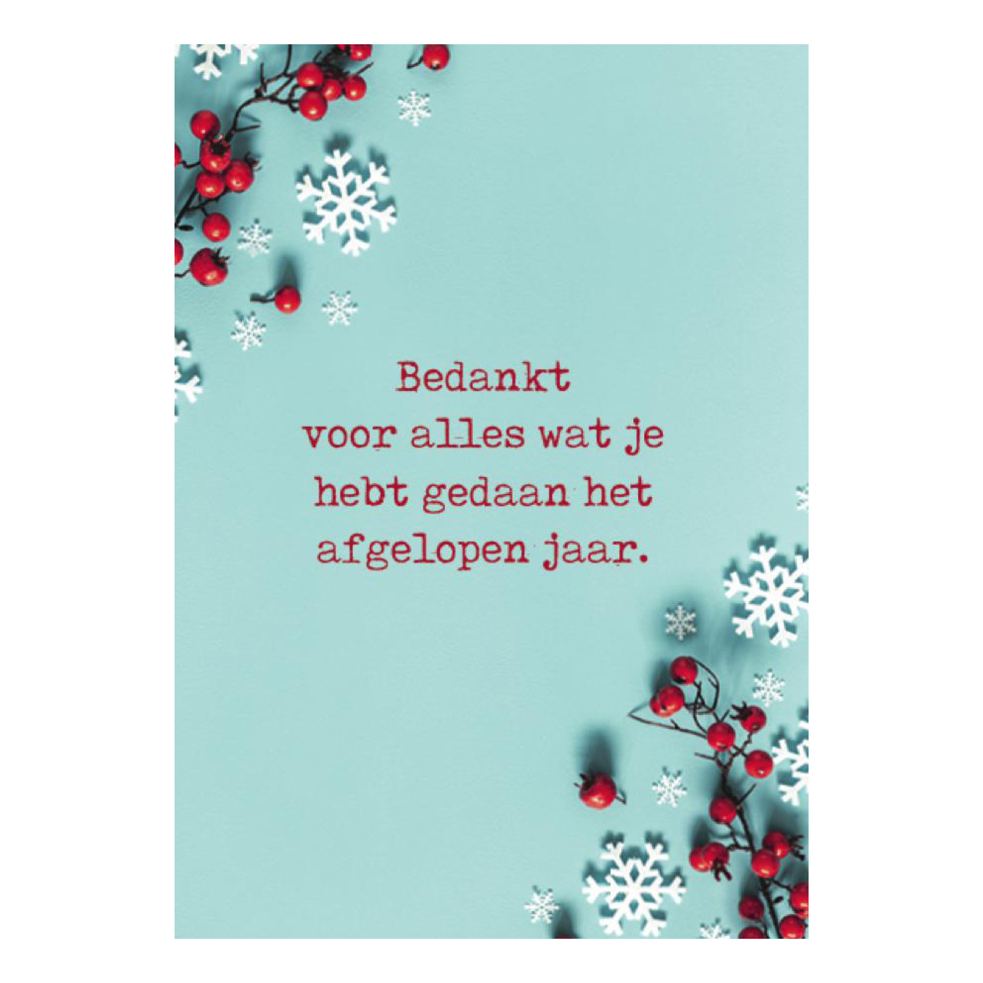 Kerstkaart 'Bedankt - rode bessen'