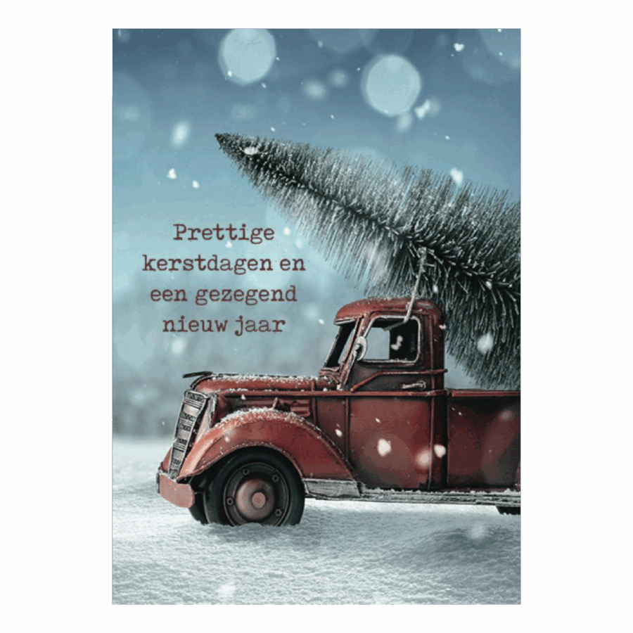 Kerstkaart 'Auto met boom'
