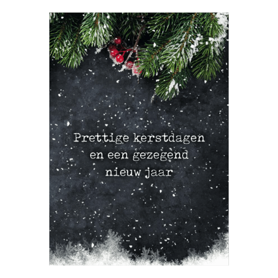 Kerstkaart 'Donkere lucht - sneeuw'