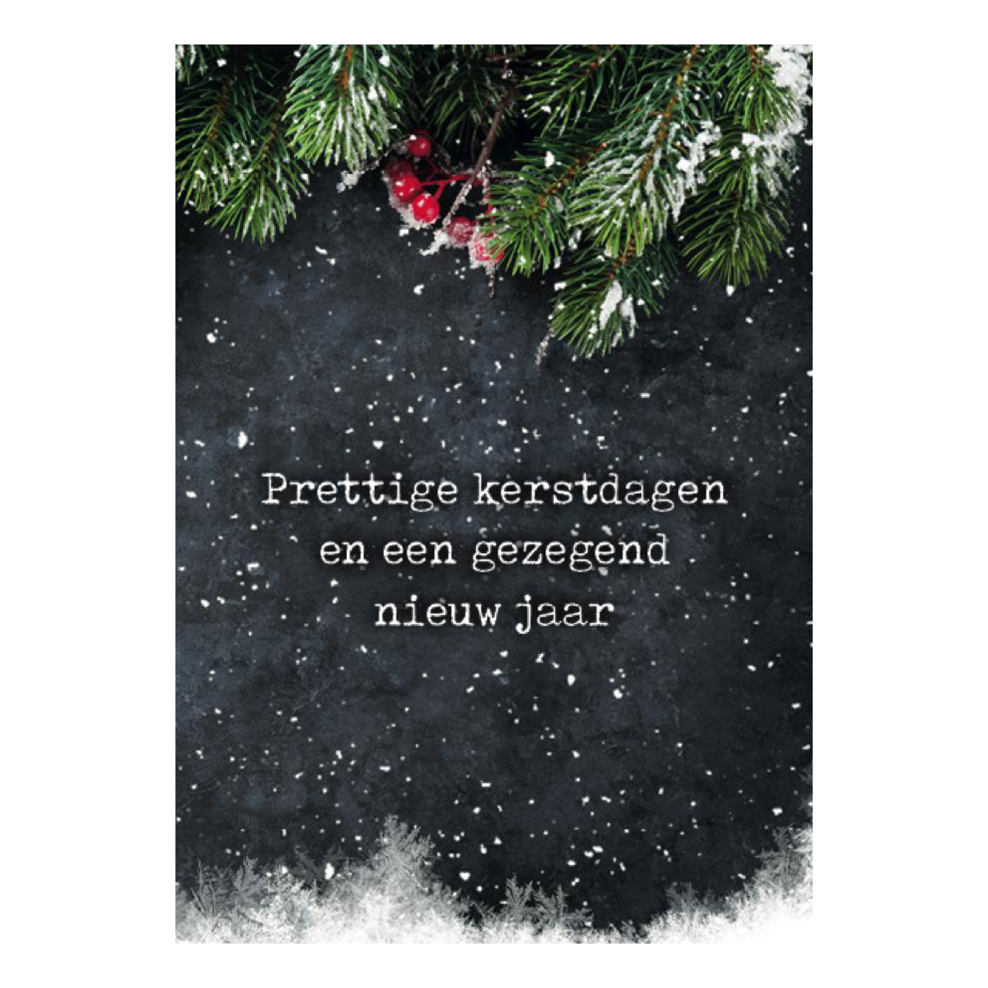 Kerstkaart 'Donkere lucht - sneeuw'